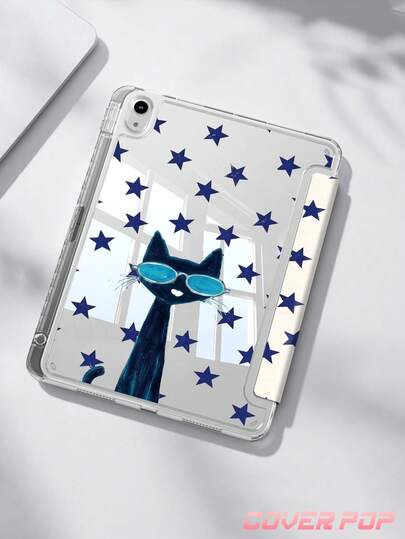 Ốp bảo vệ hai mặt bằng acrylic hình mèo mắt sao xanh dương 2026, tương thích với iPad thế hệ thứ 10, 10.2/Mini6/Mini7/9.7", Air 8 (M4) 2026 (11 inch), Galaxy Tab A9 8.7", 3+Y có thể gập lại chống cong vênh, tương thích với Kindle Paperwhite thế hệ thứ 12 (2024), các góc được gia cố bằng silicon, chức năng tự động bật/tắt màn hình, món quà tuyệt vời cho các dịp lễ.