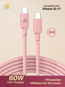 D8 USB C 轉 USB C 充電線 (1M/1.5M/2M) USB 2.0 Type C 3A 快充線，相容 IP17/16/16 Pro/15/15 Pro Max、Galaxy S23 S23+ S23 Ultra S22 S22+ S22 Ultra S21/S21+/S21 Ultra S20/S20+/S20 Ultra Note 20/20 Ultra Note 10/Note 10 Plus A90 A80 A72 A71 A70 - 粉色 - 查看 10