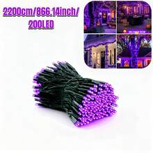 1件裝戶外太陽能燈串 20/50/100/200LED，8種照明模式，防水仙女燈，5m/7m/12m/22m，適用於花園、露台、庭院、圍欄、樹木、陽台、房屋、聚會、婚禮、聖誕節、萬聖節、節日裝飾 - 黑色 - 查看 20