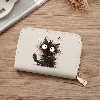 Niche Korean New Arrival Ins Black Coin Purse Soft Leather Card Holder, Ins New Dual-Layer Women Card Holder PU Leather Zipper Card Case Large Capacity Driver's License Card Wallet