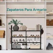 Shoe Organizer, 4-Tier Shoe Rack With Multifunctional Hooks For Stackable Shoe Storage For Up To 20 Pairs, Space-Saving Shoe Rack For Storing And Organizing Shoes, 44474311 - Lime Green - View 2