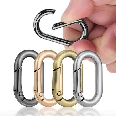 HSDOUBLE 10 chiếc/gói Móc kim loại hình bầu dục có lò xo mở, thích hợp dùng cho vòng cổ thú cưng, túi đeo chéo, túi xách, phụ kiện hành lý.