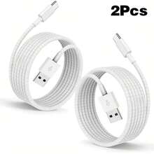 1pc/2pcs 60W USB Type C Cable USB-C Mobile Phone Fast Charging Charger Cable, Long Nylon Braided USB A To USB C Charger Cord Compatible For IPhone 16/16 Pro/16 Pro Max/16 Plus/For IPad Pro/ Air5/ MacBook/For For S22/S21/S20 Ultra - White - View 4