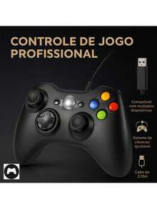 Wired Controller For Xbox 360, Black Color, Console, Econogamer Brand, Joystick, Gamepass, Steam, TV, PC, Android, PC, Notebook - 查看 3
