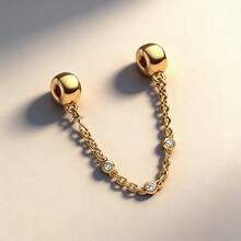 Hạt charm mạ vàng lấp lánh, phù hợp với vòng tay kiểu rắn nguyên bản, dây chuyền để tự làm trang sức bạc 925, quà tặng trang sức cho nữ, con gái. - Vàng - Xem 4