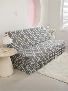 Vỏ bọc ghế sofa giường kiểu váy, họa tiết cong, không tay vịn, chất liệu sợi polyester, phù hợp cho mọi mùa, kiểu dáng đơn giản và hiện đại. - Màu Xám nhạt - Xem 1