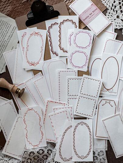 40pcs Vintage Basic Border Scrapbooking Papers, DIY Decoration Craft Papers, Holiday Gifts, Handmade Collage Materials, Personalized Scrapbook Planning Creative School Supplies