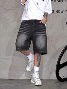Denim Shorts, Cotton Ripped Jeans Shorts, Straight Leg Casual Shorts, Breathable Versatile Summer Commuter Shorts - Black - View 4