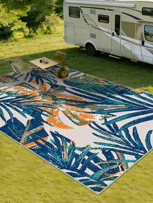 1 件装户外地毯，现代风格，热带露营地毯，可折叠大尺寸地垫，适用于户外、房车、露台、后院、甲板、野餐、沙滩、露营，黑米色 - 彩色 - 查看 7