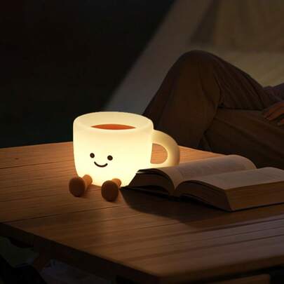 Đèn ngủ hình cốc cà phê, đèn trang trí phòng ngủ, đèn ngủ giúp ngủ ngon, đèn LED, có thể điều chỉnh độ sáng và hẹn giờ, chất liệu silicon mềm mại, đèn để bàn, thích hợp trang trí phòng ngủ, quà tặng ngày lễ.