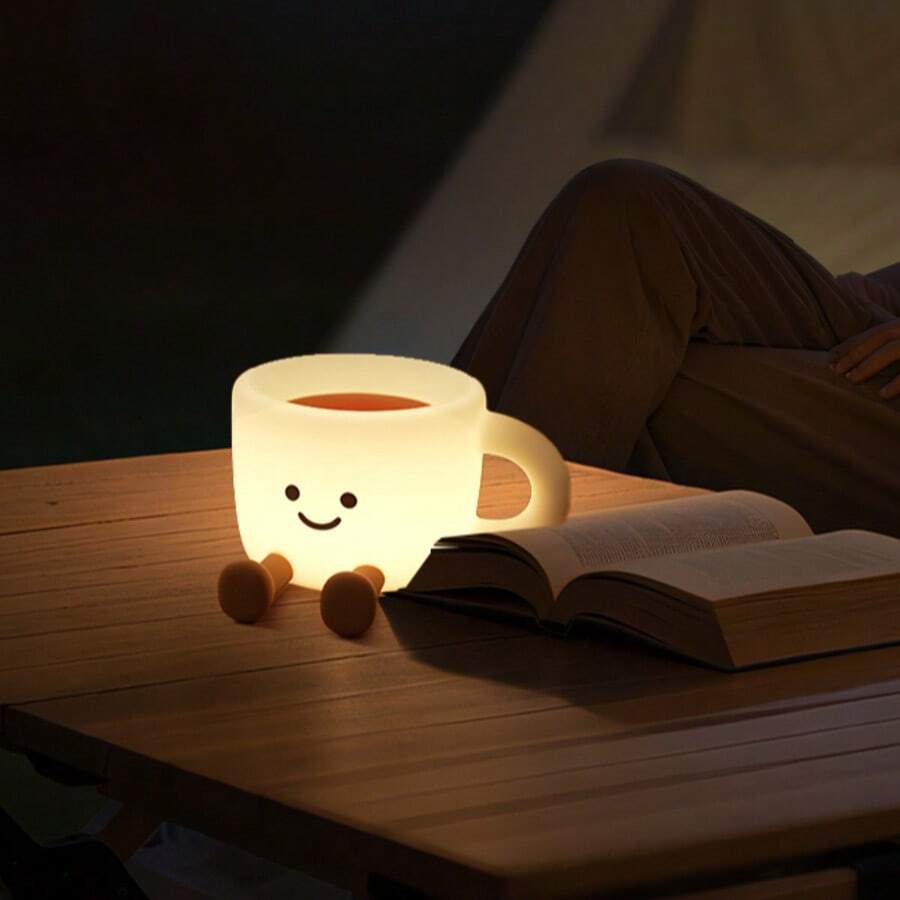 Coffee Cup Night Light, Bedroom Decor Lamp, Sleep Night Light, LED Light, Dimmable With Timer, Soft Silicone Material, Bedside Lamp, Suitable For Room Decor, Holiday Gift