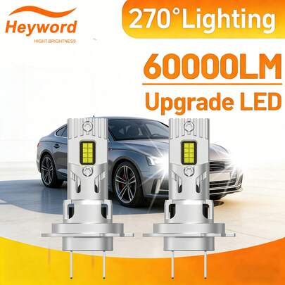  Heyword Set Of 2 H4 H7 H11 9005/HB3 9006/HB4 H1 LED Automotive Bulbs For High Beam, Low Beam, Or Fog Light Use, Featuring 250W And 60000LM Brightness, Equipped With Super Bright 3570 CSP Chips Emitting 6000K White Light, Easy To Install, Without Battery