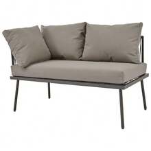 Ensemble de jardin en fer forgé, ensemble de mobilier de jardin en corde verte, ensemble de mobilier de jardin en forme de L, ensemble de salon de jardin en corde verte avec coussins d'assise, pieds réglables, 2 canapés et 1 table - Gris - Voir 6