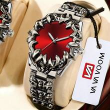 VA VA VOOM Unique Shaped Stainless Steel Strap Watch,Gradient Surface,Cool Men's Quartz Watch,Suitable For Daily Party Occasions Wear - one-size - View 16