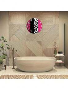 1pc 10inch Double-Sided Wall Clock - Pink Zebra And Leopard Animal Print, Faux Wood Battery Operated (AA Battery),Teacher Gift,Graduation Gifts,Mother Gifts,Classroom,Room Decore,Home Essentials,Adornos Para Cuarto - A - 查看 5