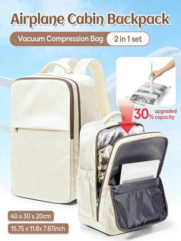 40x20x30 Multi-Functional Vacuum Backpack, Travel Compression Bags With Pump, Lightweight Large Capacity Water-Resistance Nylon Fabric Carry On Backpack Travel Backpack Wet Bag Computer Short-Distance Business Backpack Fits15.6-Inch Laptop Suitable For Travel Business Vacation College School Outdoor Holiday Shop For Boys Girls Students Men Presents Gift For Women Cabin Bag