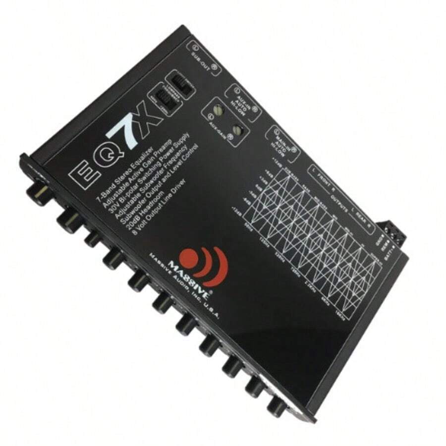 Massive Audio EQ7X In-Dash 7-Band Graphic Car Equalizer 1/2 Din EQ 8 Volt Rca - Default - View 1