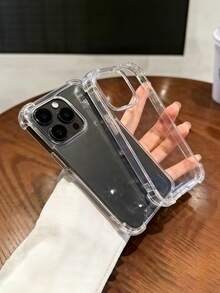 Minimalist Elegant Transparent Airbag Shockproof Phone Case, Suitable For IPhone 16 Pro Max/16/16 Pro/16 Plus/15 Pro Max/15 Pro/15 Plus/15/11/12/13/14 Pro Max/XS/XR/11 Pro/11 Pro Max/12 Pro/12 Pro Max/13 Pro/13 Pro Max/7 Plus/14 Pro/14 Pro Max/14 Plus/7 Plus/8 Plus/8/SE2/12 Mini/13 Mini, Soft Shell Material, Anti-Yellowing Phone Case Protective Cover - Clear - View 3