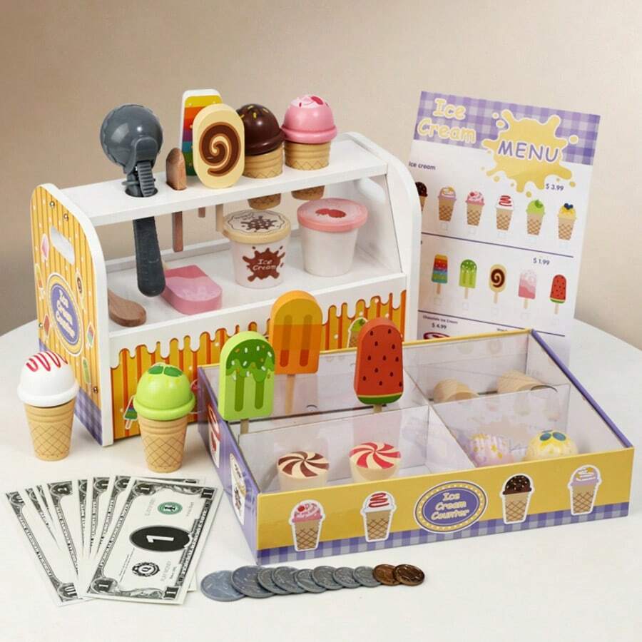 Children's Pretend Play Ice Cream Stall, Interactive Kitchen Toy