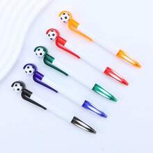 OBOVAY 5pcs/Set - (Color de carcasa de bolígrafo aleatorio) Bolígrafo retráctil con tapa en forma de balón de fútbol, 0.5mm negro, juego de bolígrafos de escritura con diseño de balón de fútbol de la Copa del Mundo, bolígrafo de plástico multicolor con clip para bolsillo, adecuado para la escuela y la oficina, papelería divertida y recuerdo de la Copa del Mundo para estudiantes, suministros de aprendizaje, oficina, uso escolar, herramienta de dibujo, suministros de oficina - Múltiples estilos - Ver 9