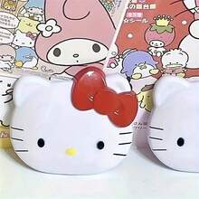 SANRIO 1個可愛粉色蝴蝶結設計便攜式口袋鏡 - 雙面緊湊旅行化妝鏡，輕巧便攜，無需電池，適合作為便攜裝飾配件 & 化妝工具 | 生動有趣的審美設計 | 光滑塑料材質 - 彩色 - 查看 5