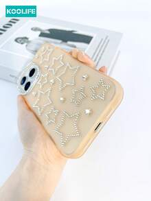 Koolife 1 件装闪亮迷你星钻手机壳，糖果色，PC+TPU 材质，钻石摄像头边框，半透明磨砂，防摔手机壳，适用于苹果 17/17 Pro/17 Pro Max - 橘色 - 查看 4