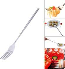 Rust-Proof Adjustable Length Fork, Versatile For Pasta, BBQ & Hot Pot, Essential For Independence Day Grill Parties - 銀色 - 查看 2