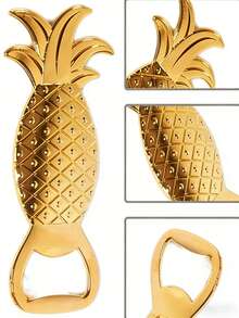 1/2pcs [Gold Pineapple Bottle Opener] Creative Zinc Alloy Gold Pineapple Beverage Bottle Opener | Suitable For Wedding Party Favors, Birthday And Souvenirs - Multicolor - View 4