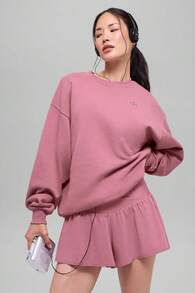 Alo Yoga Alo Accolade Crew Neck Pullover Unisex Style Designed For A Boxy Pink Wild Rose U3031rg - 粉色 - 查看 5