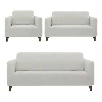 Melocotton Juego de Protector Cubre Sala Elástico Strech Fit. Renueva tu Sala sin gastar más. Juego Completo: Incluye Protectores de Sofá de 1 2 y 3 plazas. Couch Cover. Gris Medio