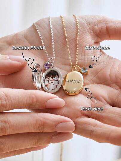 1 chiếc vòng cổ ảnh và đá quý theo tháng sinh thiết kế riêng, thanh lịch - Vòng cổ nữ tinh tế với bản lề hình bầu dục, khắc chữ và hình ảnh cá nhân hóa - Vòng cổ ảnh nhiều màu sắc có bản lề - Quà tặng cá nhân hóa cho bạn gái - Vòng cổ thủ công tinh xảo - Vòng cổ hợp kim tối giản tùy chỉnh - Quà tặng kỷ niệm - Quà tặng cá nhân hóa cho bạn thân - Quà tặng cho mẹ - Quà tặng trang sức tinh tế cho bạn gái - Vòng cổ tối giản - Quà tặng sinh nhật - Quà tặng đám cưới - Quà tặng kỷ niệm - Lưu giữ những kỷ niệm quý giá của bạn thật tốt!
