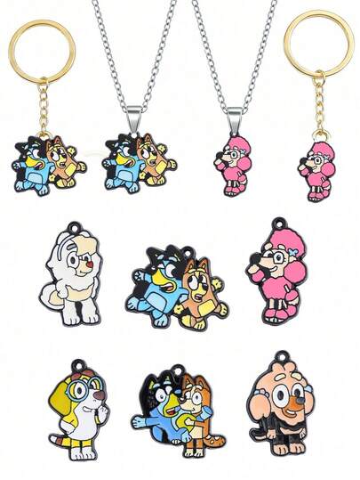  Bộ 6 mặt dây chuyền hình chai nước hoa hoạt hình Blueys độc đáo, tinh tế, nhiều màu sắc, làm từ hợp kim tráng men, thích hợp để làm vòng cổ, bông tai, móc khóa, phụ kiện làm trang sức DIY.