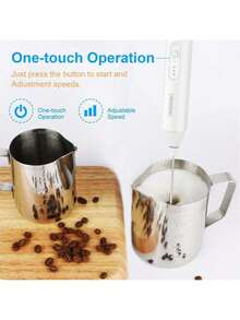 3-Speed 300mAh Rechargeable Automatic Handheld Electric Milk Frother - White - View 4