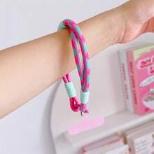 1pc Multicolor Buckle Short Thick Phone Lanyard, Sturdy Wrist Strap For Outdoor, Camera, Water Bottle, Key Chain, Unisex High-End Wide Version Hanging Cord With Clip - Multicolor - View 10