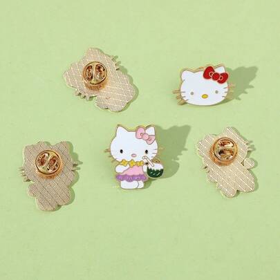 SANRIO 5 chiếc ghim cài áo hình nhân vật hoạt hình dễ thương, dùng để trang trí balo, quần áo, trang sức, huy hiệu kim loại, phụ kiện quà tặng cho bạn bè.
