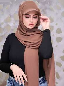 1pc Summer Baseball Cap With Scarf, Chiffon Cap Scarf Combo, Lightweight Breathable Versatile Sun Protection Hat, Suitable For Summer Religious Gatherings, Fashionable Middle Eastern Style - Multicolor - View 18