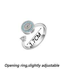 1 chiếc nhẫn xoay hình mắt quỷ có thể điều chỉnh kích thước, nhẫn Zirconia chống lo âu sáng tạo kiểu Châu Âu và Mỹ (số lượng Zirconia ngẫu nhiên) - Màu Bạc Cổ - Xem 5
