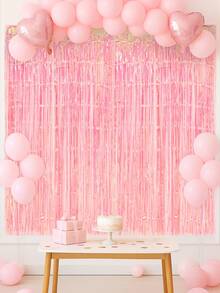 2件套闪亮粉色派对背景金属流苏帘,浅粉色箔边流苏帘,亮粉色流苏拍照道具,女孩生日派对背景装饰,粉色派对用品,柔粉色婚礼背景,粉色公主派对拍照背景装饰,订婚装饰,新娘送礼会装饰,婴儿送礼会装饰,单身派对装饰,派对房间墙面装饰,生日装饰,毕业典礼 - 炫彩粉色 - 查看 7