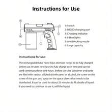 Vaporizador de desinfección con luz azul nanotecnológica de mano, pistola rociadora de esterilización UV, alto volumen de niebla, larga distancia de rociado, 8 luces azules, boquilla anti-obstrucción, mango antideslizante, aplicable en múltiples escenarios - Multicolor - Ver 11