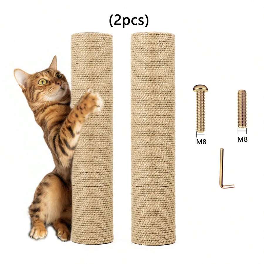 2根M8猫树替换柱，DIY猫塔配件，剑麻绳包裹设计，猫抓家具保护套
