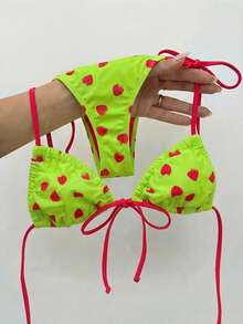Bikinx 女士甜美水果印花系带比基尼套装，夏季 - 彩色 - 查看 7