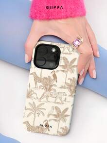 GIIPPA 一款米色底棕色豹纹和棕榈树图案的 17 Pro Max手机壳，也适用于16 Pro Max、15 Pro Max和14 Pro Max，韩版时尚趣味手机壳，兼容 11/12/13/14/15/16 Pro Max Plus，优雅设计男女皆宜，是圣诞节、情人节、复活节、婚礼季和生日送给女友的理想礼物。 - 棕色 - 查看 6