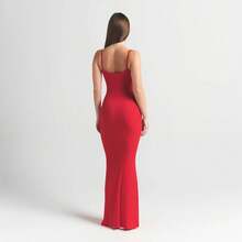 SKIMS Soft Lounge Long Slip Dress | Ribbed Maxi Gown, Ultra-Soft Modal-Spandex Sculpting Fit Floor-Length Bodycon - Cherry - View 4