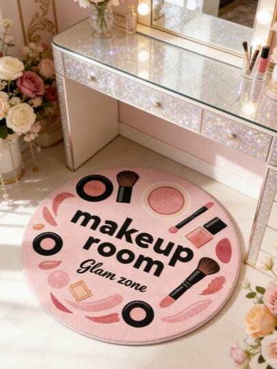 Mother's Day Limited Edition: 1pc Pink Chic Luxury Cosmetics Pattern Thickened Carpet, Thick Carpet, Plush Carpet, Autumn/Winter Carpet, Decorative Carpet, Bedroom Decor, Small Rug, Carpet, Home Decor, Living Room Carpet, Small Living Room Carpet, Bedroom Carpet, Living Room Home Decor, Outdoor Carpet, Washable Carpet