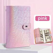 Large Capacity Storage Book Money Saving Notebook PU Leather 50 Inner Pages 100 Bills Capacity Stamp Bank Card Collection Album Wallet Waterproof Dirt Resistant Colorful Snap Button Design - Blue - View 9