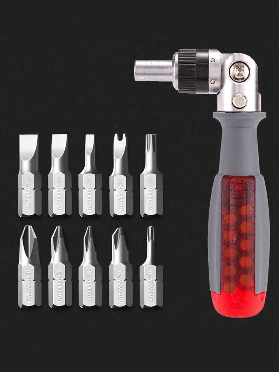 Bộ tua vít có tay cầm 10 trong 1 - Bộ dụng cụ kim loại chắc chắn với đầu xoay và rãnh lưỡi ẩn để sử dụng trong không gian hẹp, không cần điện hoặc pin, thiết kế đẹp và bền bỉ.