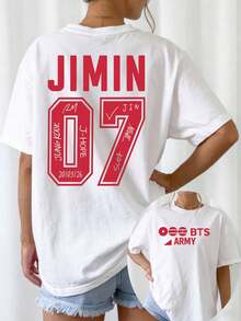 JIMIN BTSBTS 07 T-Shirt Women Kpop Vintage Jersey Graphic Tee Casual Short Sleeve O-Neck Top ARMY Fan Gift Streetwear Tshirt - trắng - Xem 6
