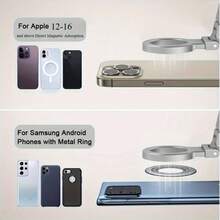 合金迷你折叠手机支架 磁吸手机支架 MagSafe 便携旅行支架 可折叠可伸缩 360°旋转 航空铝合金 通用多功能迷你金属手机支架 方便办公桌视频直播 母亲节礼物 - 彩色 - 查看 6