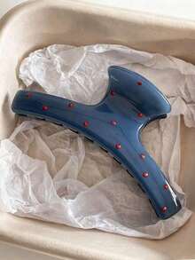 2pcs/1pc Women 4. 33in/11cm Plastic Blue Polka Dot & Red Bow Hair Clips, Fashion Versatile Elegant Minimalist Solid Color Hair Claws, Suitable For Daily, Casual, Party, Commute, Beach, Hairstyling, Makeup, Outfit Accessory Elegant Claw Clips Fashion Hair Clutch Women Hair Accessories Summer Vacay Hair Clips - 多色 3 - 查看 5