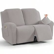 1件套弹力沙发套，沙发躺椅套，高弹力绒面面料，适用于单人/双人/三人沙发 - 銀灰色 - 查看 6